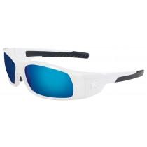 Swagger White Frame, Blue Diamond Mirror Lens Safety Glasses