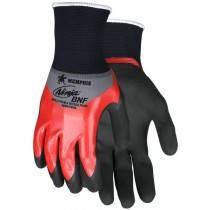 Ninja BNF 18 Ga Gray Nylon Spandex Glove Red OTK Nitrile and BNF Palm/Finger Dip - Large