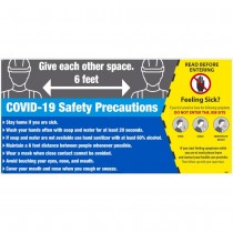 2' X 4' COVID-19 SAFETY PRECAUTIONS SIGN, ALUMINUM COMPOSITE PANEL, LARGE FORMAT