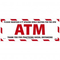 ATM SOCIAL DISTANCING WALK ON FLOOR SIGN, 8 X 20, TEXWALK