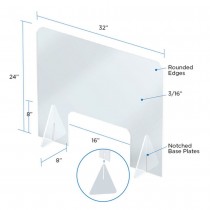 32 x 24H Freestanding Sneeze Guard with Large Cutout