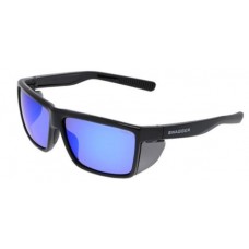 Crews Swagger SR2 Series Black Safety Glasses Blue Diamond Mirror Polarized Lenses w/ Detachable Side Shields
