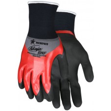 Ninja BNF 18 Ga Gray Nylon Spandex Glove Red OTK Nitrile and BNF Palm/Finger Dip - Large