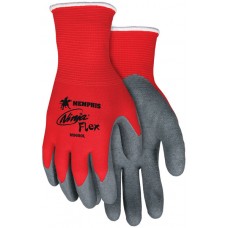 Ninja Flex 15 Ga Red 100% Nylon Shell Glove Gray Latex Dip - Large