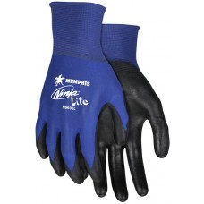 Ninja Lite Blue Nylon Shell Glove with Black PU Dip - Large