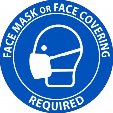 FACE MASK OR COVERING REQUIRED, 4" DIA. LABEL, PS VINYL, PACK OF 5