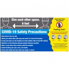 2' X 4' COVID-19 SAFETY PRECAUTIONS SIGN, ALUMINUM COMPOSITE PANEL, LARGE FORMAT