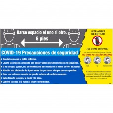 2' X 4' COVID-19 SAFETY PRECAUTIONS SIGN, ALUMINUM COMPOSITE PANEL, LARGE FORMAT, SPANISH