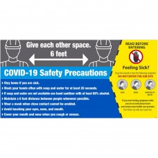 4' X 8' COVID-19 SAFETY PRECAUTIONS SIGN, ALUMINUM COMPOSITE PANEL, LARGE FORMAT