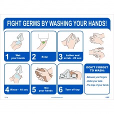 FIGHT GERMS BY WASHING YOUR HANDS 18X24 VINYL POSTER