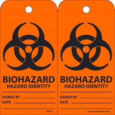 TAGS, BIOHAZARD HAZARD IDENTITY, 6X3, UNRIP VINYL, 25/PK