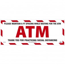 ATM SOCIAL DISTANCING WALK ON FLOOR SIGN, 8 X 20, PSV REMOVABLE, NON-SLIP LAM