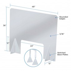48 x 36H Freestanding Sneeze Guard with Large Cutout