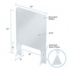 24 x 32H Freestanding Sneeze Guard with Large Cutout