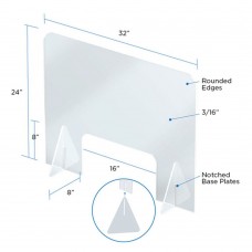 32 x 24H Freestanding Sneeze Guard with Large Cutout