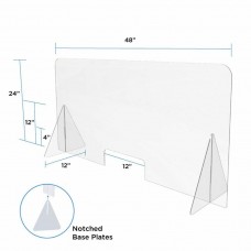 48 x 24H Freestanding Sneeze Guard with Cutout