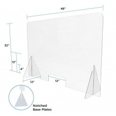 48 x 32H Freestanding Sneeze Guard with Cutout
